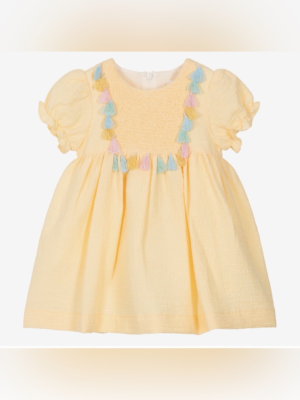Patachou yellow seersucker cotton dress
